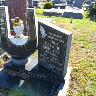 NICHOLSON Lucy Elizabeth Wilhelmina Susanna nee FOURIE 1914-1995