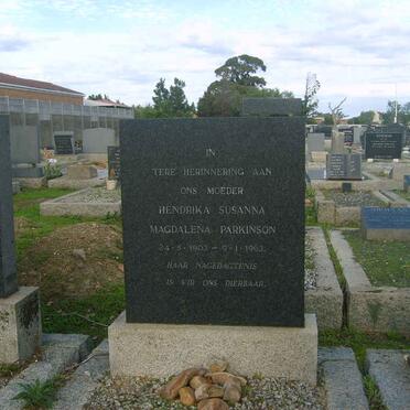 PARKINSON Hendrika Susanna Magdalena 1903-1963