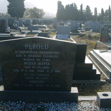 PEROLD Hester Aletta nee DE VILLIERS 1916-1986