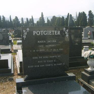 POTGIETER Maria Jacoba nee HAMMAN 1900-1990