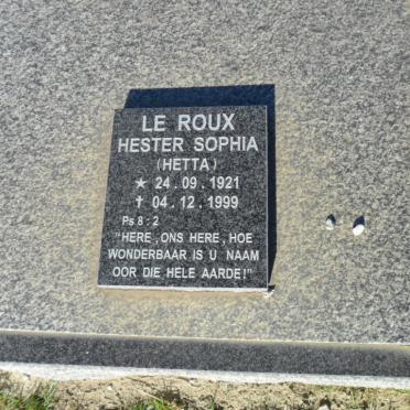 ROUX Hester Sophia, le 1921-1999