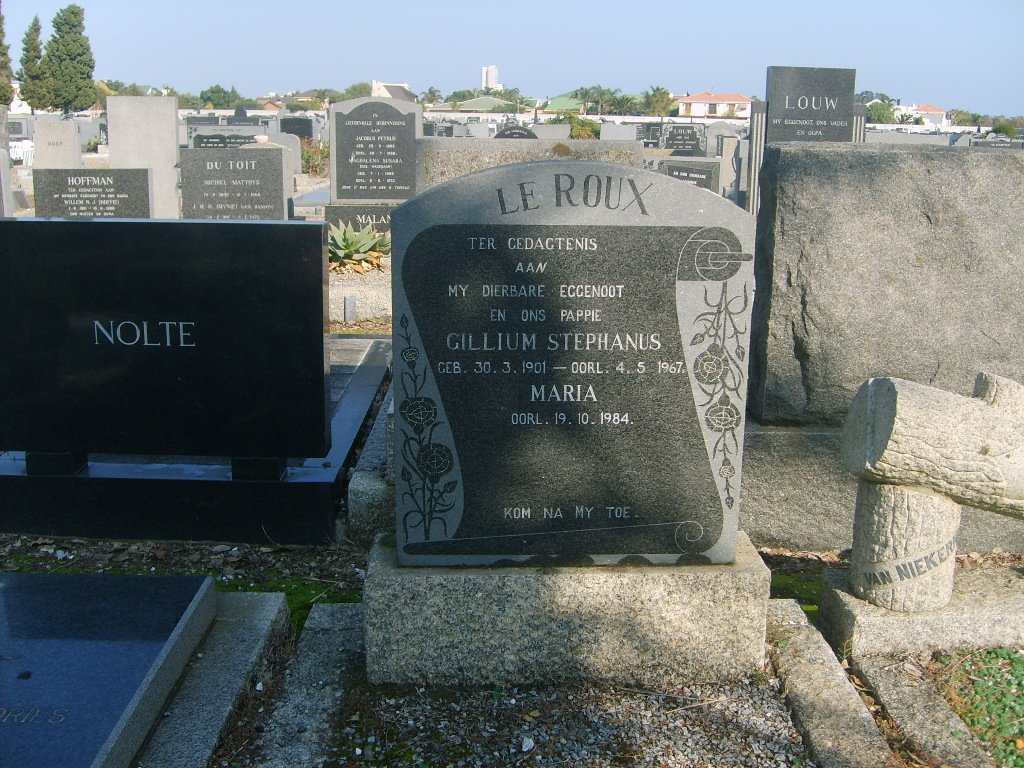 ROUX Gillium Stephanus, le 1901-1967 &amp; Maria -1984