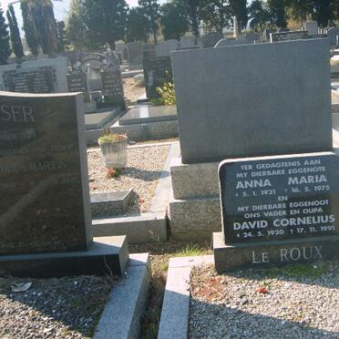 ROUX David Cornelius, le 1920-1991 &amp; Anna Maria 1920-1975