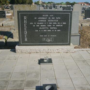 RHEEDER Andries Hermanus 1918-1969 &amp; Jeanetta Sophia 1919-1997