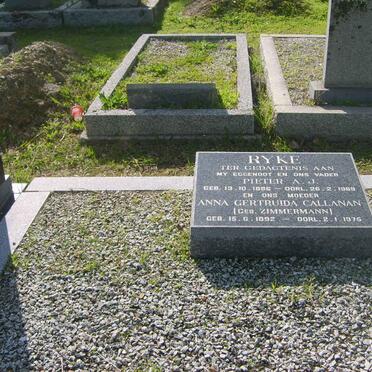 RYKE Pieter A.J. 1886-1969 &amp; Anna Gertruida Callanan ZIMMERMANN 1892-1975
