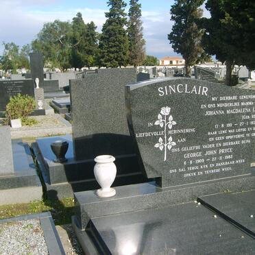 SINCLAIR George John Pryce 1906-1982 &amp; Johanna Magdalena REEDER 1911-1974