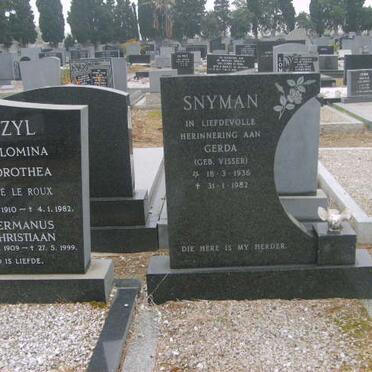 SNYMAN Gerda nee VISSER 1936-1982