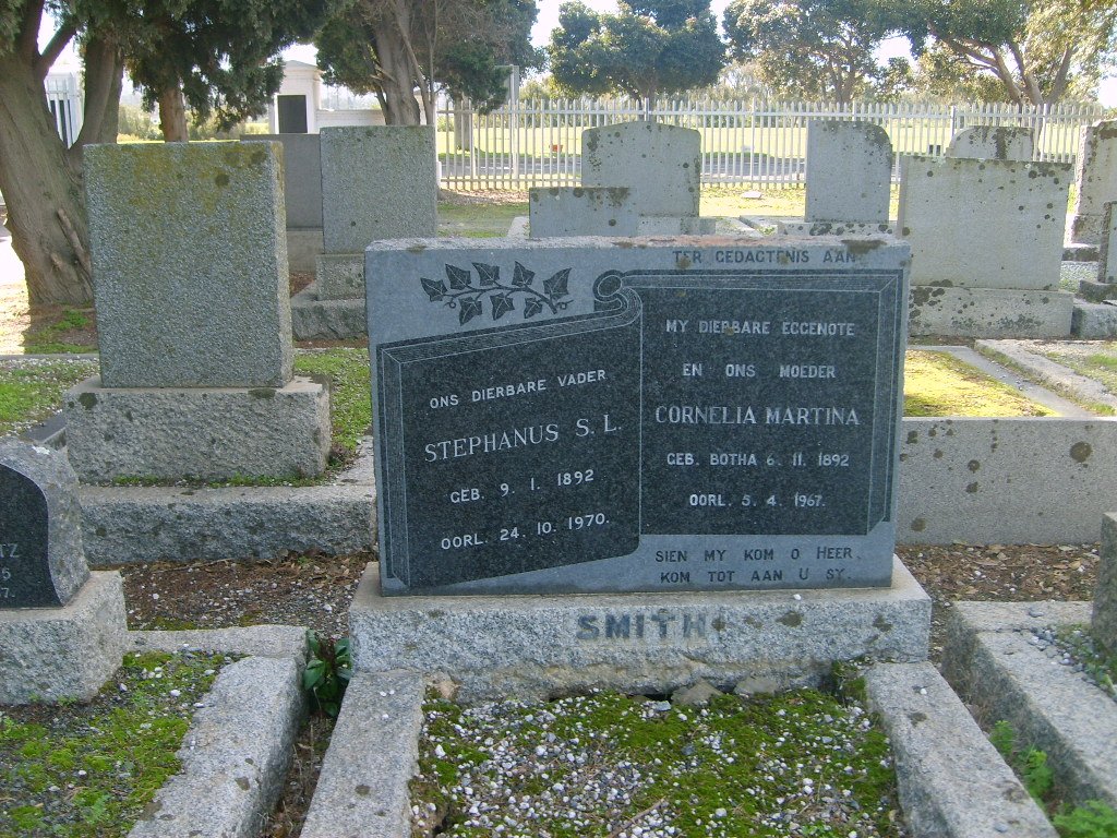 SMITH Stephanus S.L. 1892-1970 &amp; Cornelia Martina BOTHA 1892-1967
