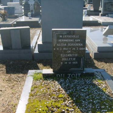 TOIT Elizabeth Hilletje, du 1905- :: DU TOIT Alida Johanna 1913-1984