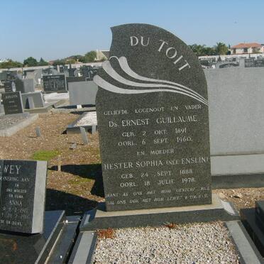 TOIT Ernest Guillaume, du 1891-1960 &amp; Hester Sophia ENSLIN 1888-1978