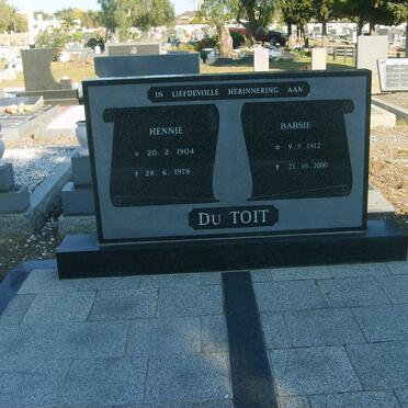 TOIT Hennie, du 1904-1978 &amp; Babsie 1912-2000