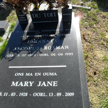 TOIT Johannes Jacobus Bosman, du 1928-1995 &amp; Mary Jane 1928-2009