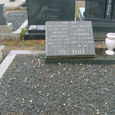 TOIT Jacobus Johannes du 1927-1977 &amp; Anna Hendrina 1904-1977