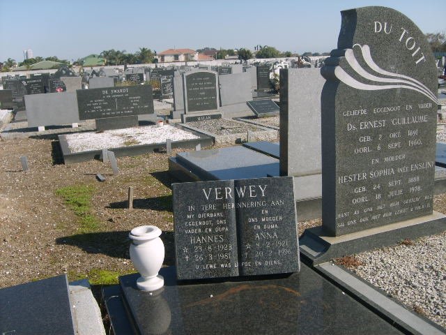 VERWEY Hannes 1923-1981 &amp; Anna 1921-1996