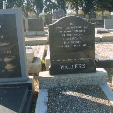 WALTERS Francisca B. nee VAN DER MERWE 1914-1965