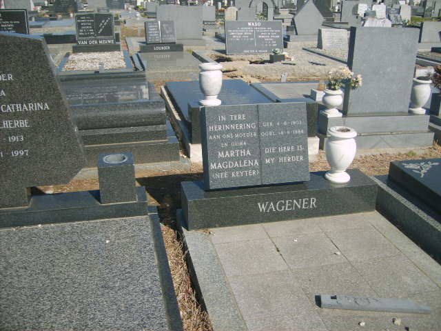 WAGENER Martha Magdalena nee KEYTER 19??-1984