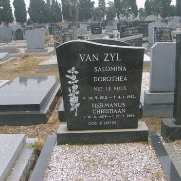 ZYL Hermanus Christiaan, van 1909-1999 &amp; Salomina Dorothea LE ROUX 1910-1982