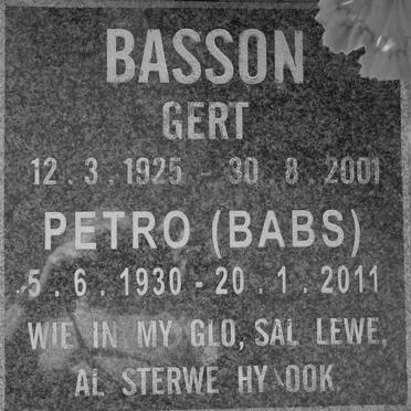 BASSON Gert 1925-2001 &amp; Petro 1930-2011