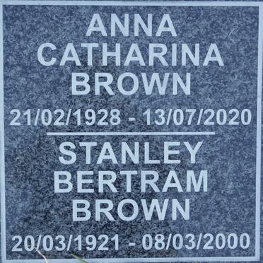 BROWN Stanley Bertram 1921-2000 &amp; Anna Catharina 1928-2020