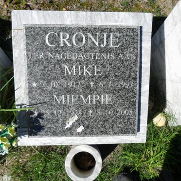CRONJE Mike 1917-1997 &amp; Miempie 1924-2005