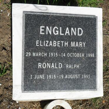 ENGLAND Ronald 1915-1991 &amp; Elizabeth Mary 1915-1998