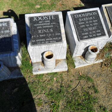 JOOSTE Rinus 1943-1996 :: THOMPSON Herbert 1918-1996 &amp; Barbara 1926-1980