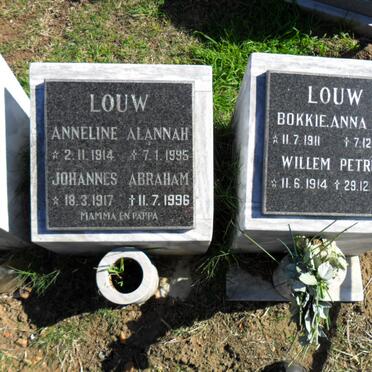 LOUW Johannes Abraham 1917-1996 &amp; Anneline Alannah 1914-1995 :: LOUW Willem Petrus 1914-2000 &amp; A.S. 1911-1995