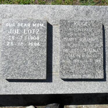 LOTZ Joe 1908-1984 :: KRIGE Daniel Johannes 1893-19?3 &amp; Helena Johanna DE VRIES 1902-1999