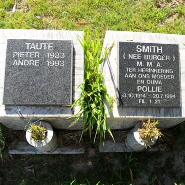 TAUTE Peter Andre 1983-1993 :: SMITH M.M.A. nee BURGER 1914-1994