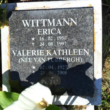 WITTMANN Valerie Kathleen nee VAN TUBBERGH 1927-2008 :: WITTMANN Erica 1958-1997::