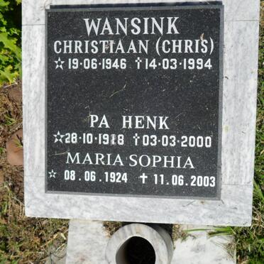 WANSINK Christiaan 1946-1994 :: WANSINK Henk 1918-2000 &amp; Maria Sophia 1924-2003