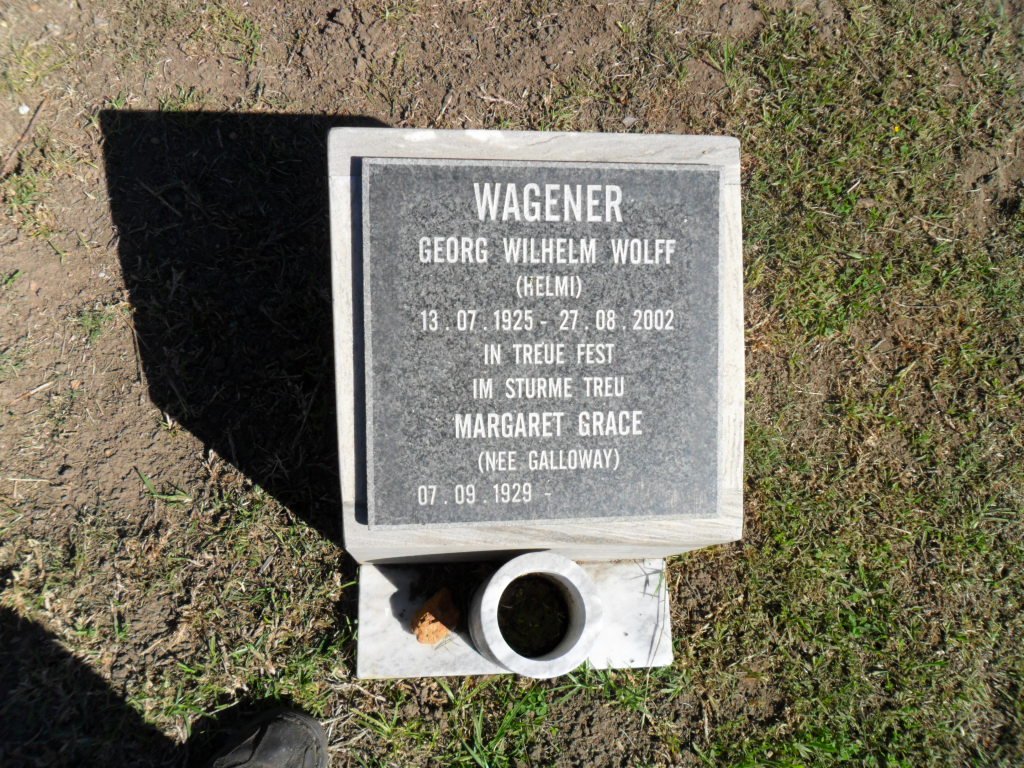 WAGENER Georg Wilhelm Wolff 1925-2002 &amp; Margaret Grace GALLOWAY 1929-