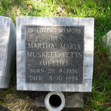 YETTS Martha Maria, MUSKETT 1936-1994