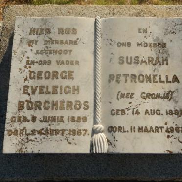BORCHERDS George Eveleigh 1888-1957 &amp; Susarah Petronella CRONJE 1881-1962