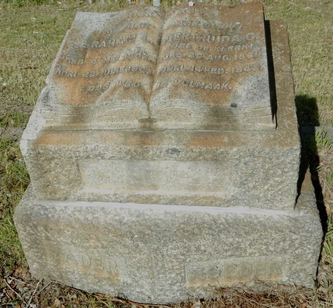 COETZEE Abraham L. 1862-1943 &amp; Gertruida C. De KLERK 1861-1943