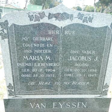 EYSSEN Jacobus J., van 1896-1967 &amp; Maria M. LIEBENBERG 1904-1955
