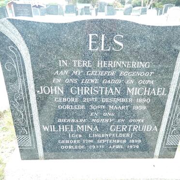 ELS John Christian Michael 1890-1959 &amp; Wilhelmina Gertruida LINGENFELDER 1898-1979