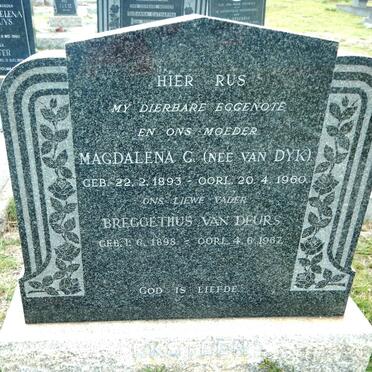 EKSTEEN Breggethus van Deurs 1898-1967 &amp; Magdalena G. VAN DYK 1893-1960