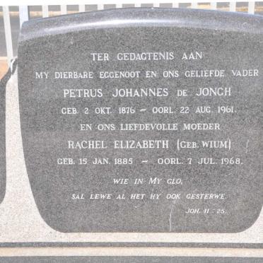 JONGH Petrus Johannes, de 1876-1961 &amp; Rachel Elizabeth WIUM 1885-1968