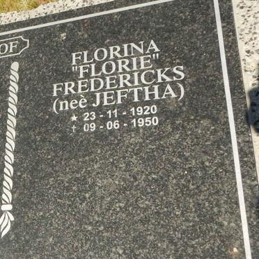FREDERICKS Florina nee JEFTHA 1920-1950