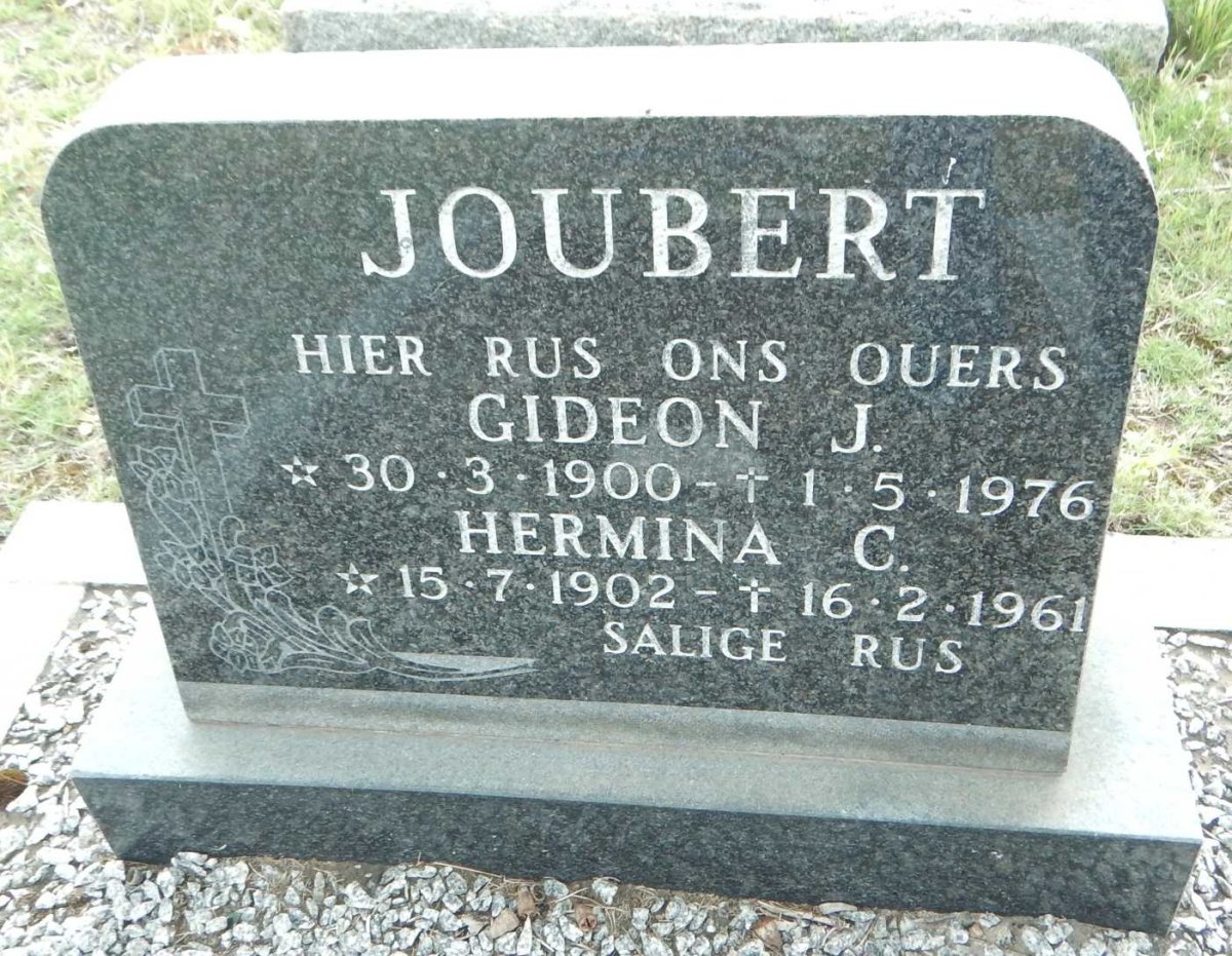 JOUBERT Gideon J. 1900-1976 &amp; Hermina C. 1902-1961