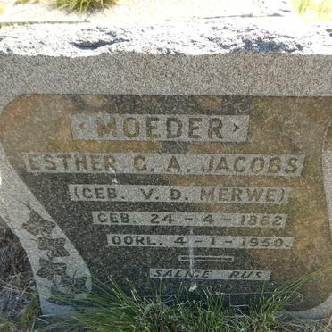 JACOBS Esther G.A. nee v.d. MERWE 1862-1950