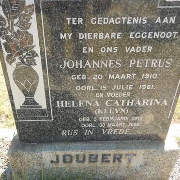 JOUBERT Johannes Petrus 1910-1961 &amp; Helena Catharina KLEYN 1917-2006