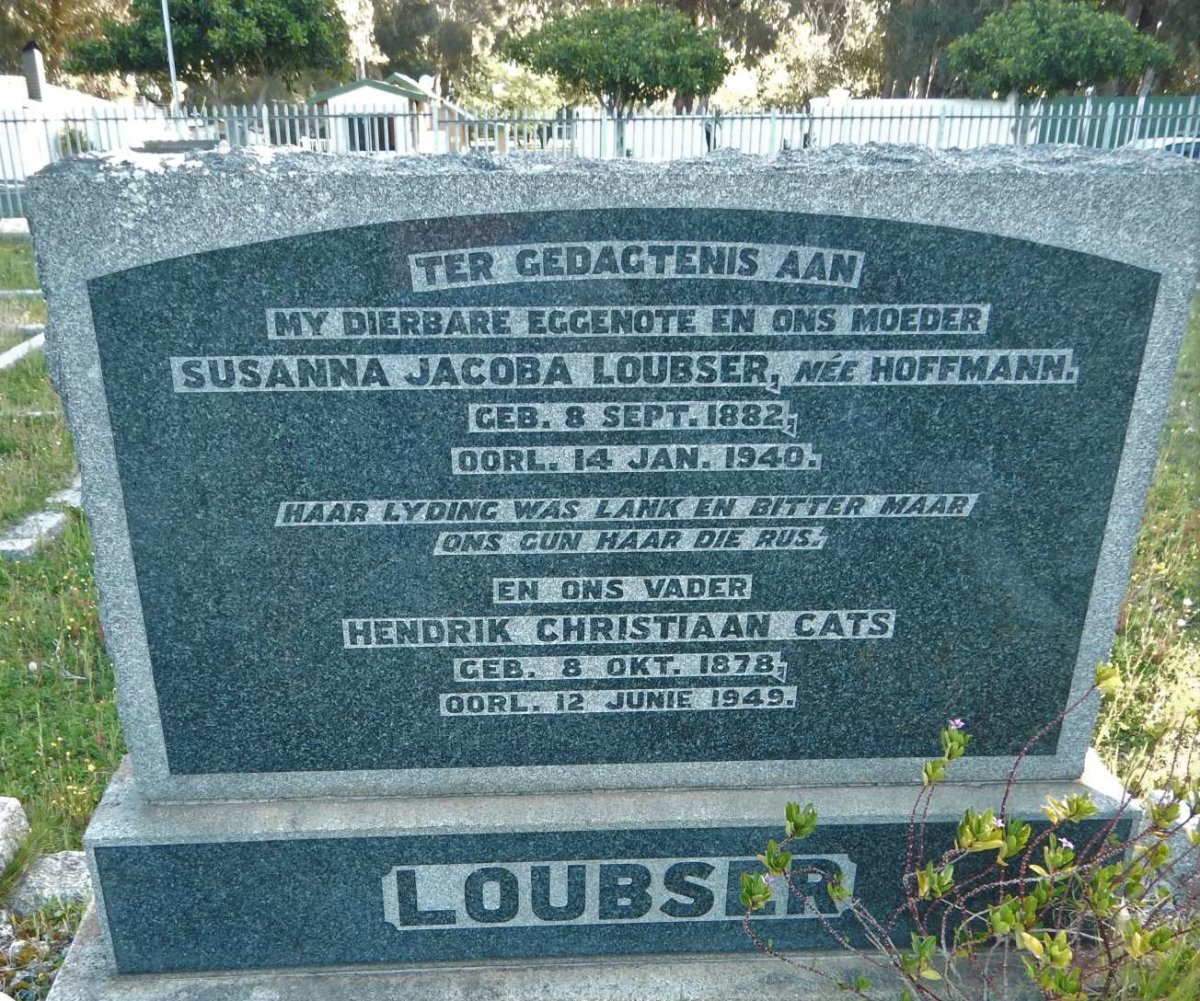 LOUBSER Hendrik Christiaan Cats 1878-1949 &amp; Susanna Jacoba HOFFMANN 1882-1940