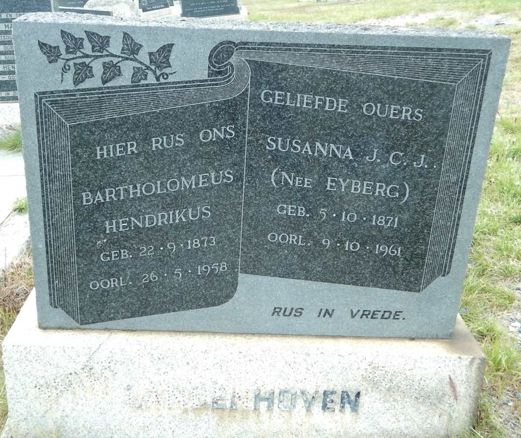 LANGENHOVEN Bartholomeus Hendrikus 1873-1958 &amp; Susanna J.C.J. EYBERG 1871-1961