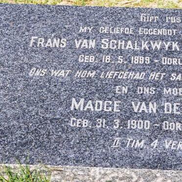 MERWE Frans Van Schalkwyk, van der 1899-1954 &amp; Madge 1900-1982