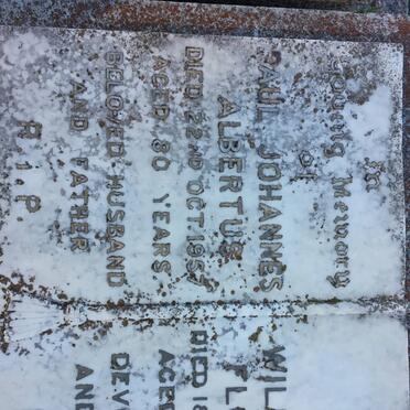 ? Paul Johannes Albertus -1957 &amp; Wilhelmina Florence -1970