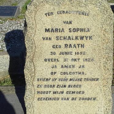 SCHALKWYK Maria Sophia, van nee RAATH 1852-1928