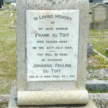 TOIT Frank, du -1938 &amp; Johanna Paulina 1886-1961