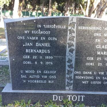 TOIT Jan Daniel Bernardus, du 1899-1976 &amp; Gladys Marie 1903-1992
